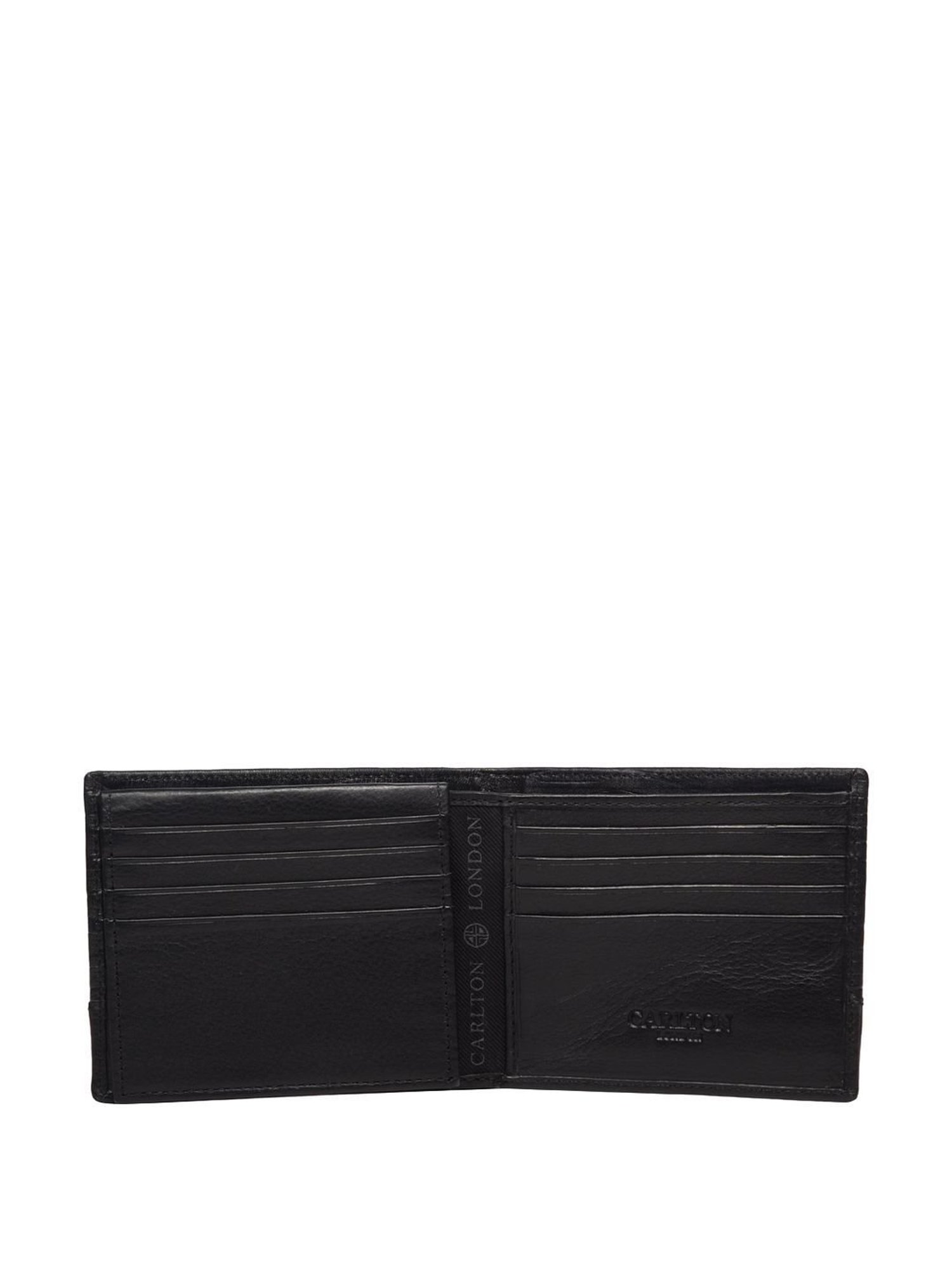 Carlton London Black Formal Leather Bi-Fold Wallet For Men