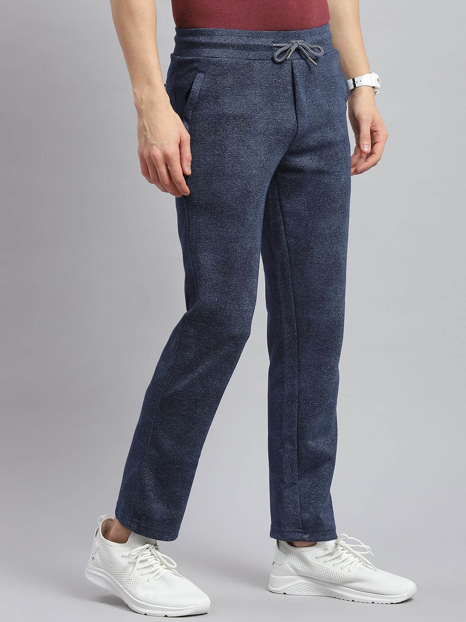 Monte Carlo Navy Regular Fit Printed Trackpants