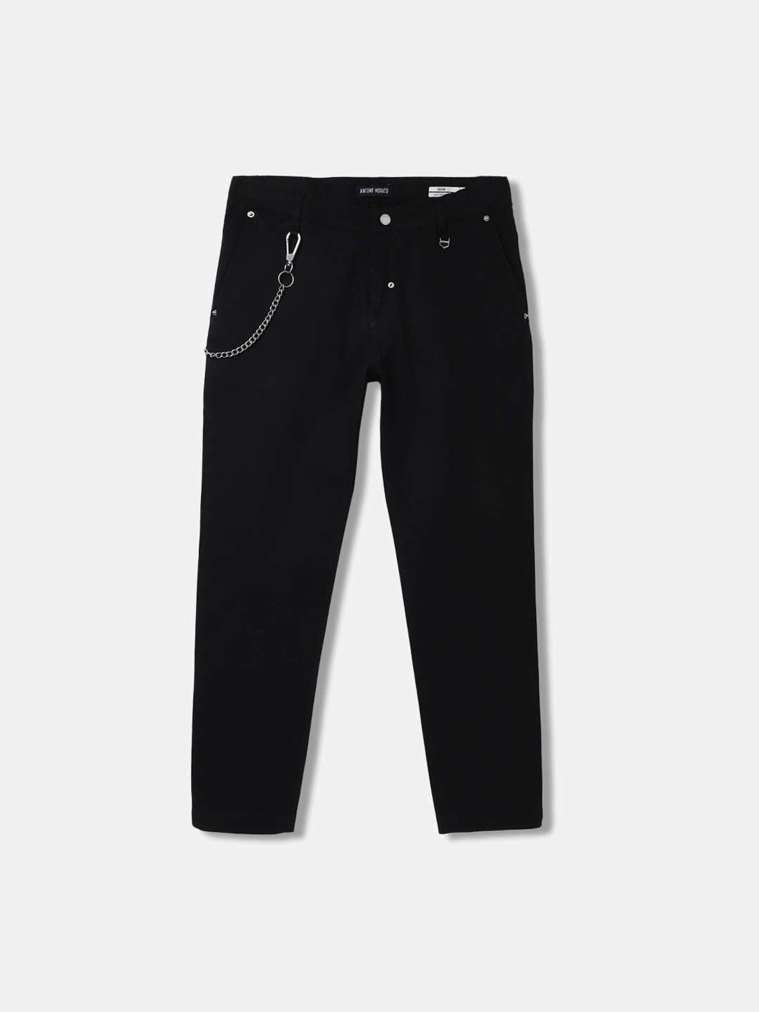 Antony Morato Boys Black Cotton Slim Fit Trousers