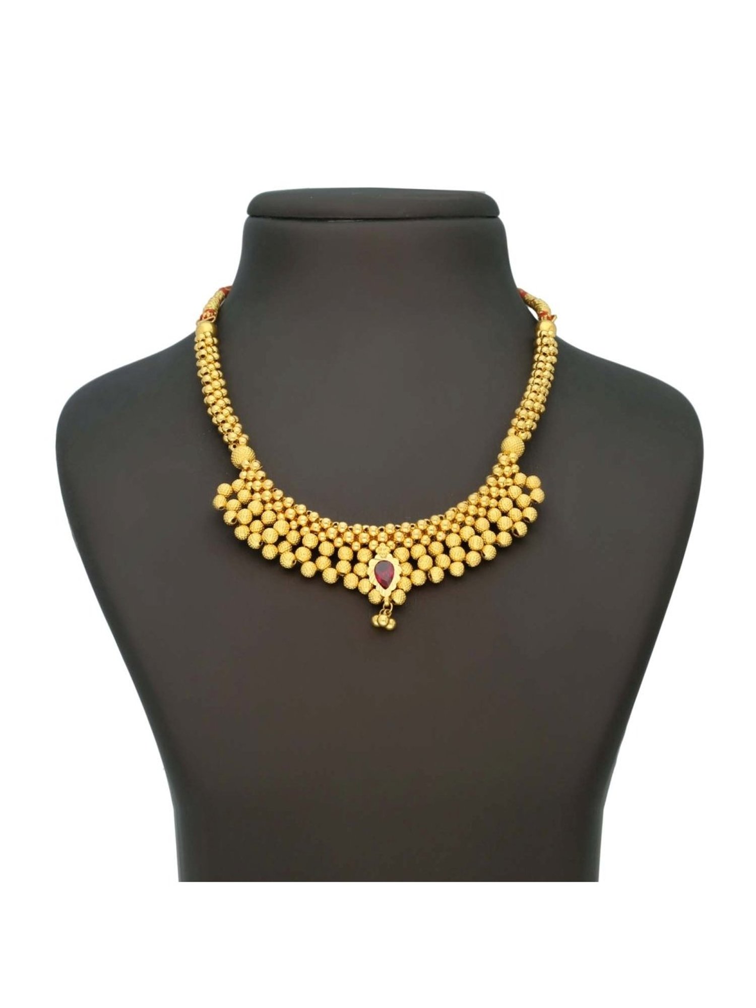 Malabar Gold and Diamonds 22k Gold Semi-Long Tushi Matinee Necklace For Women