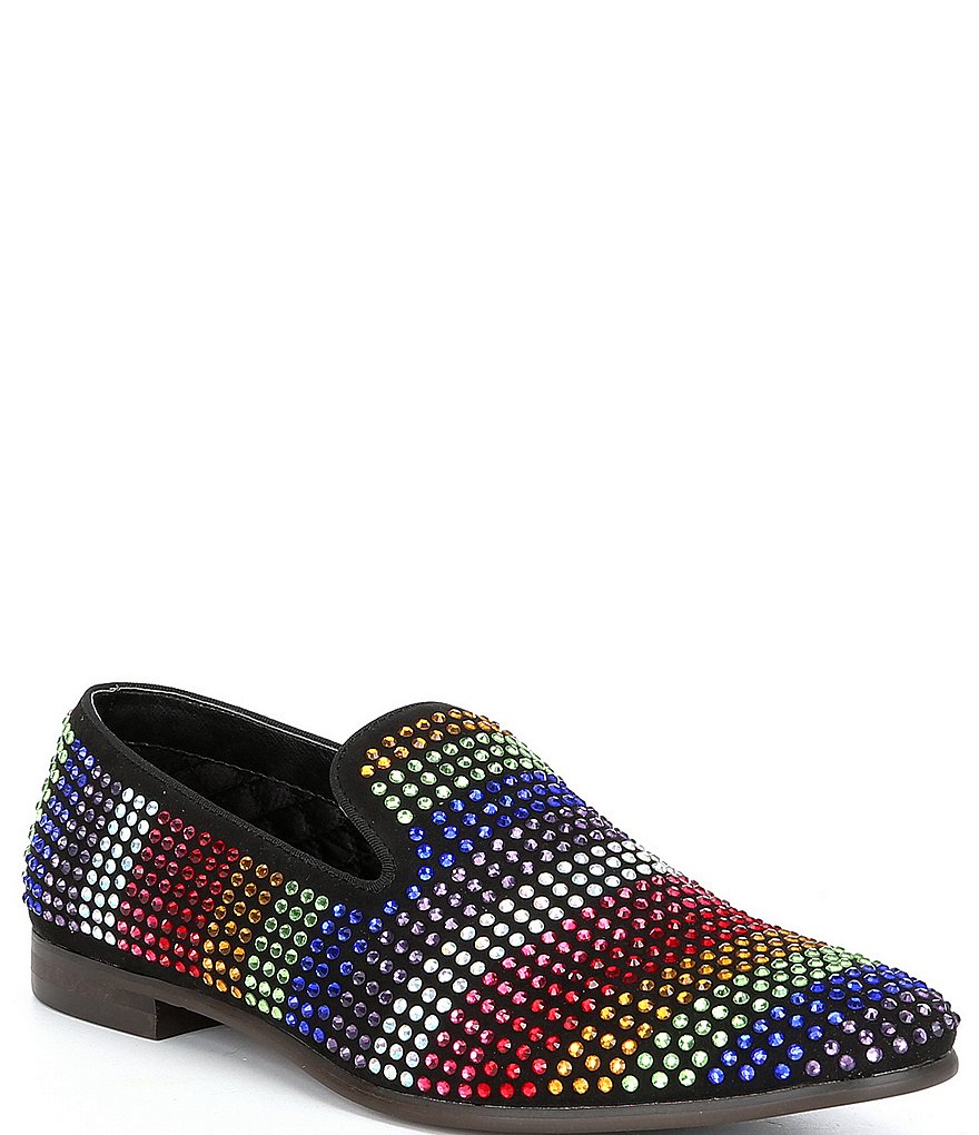 Steve Madden Men's Charmer Crystal Embellishment Rainbow Slip-On Loafers