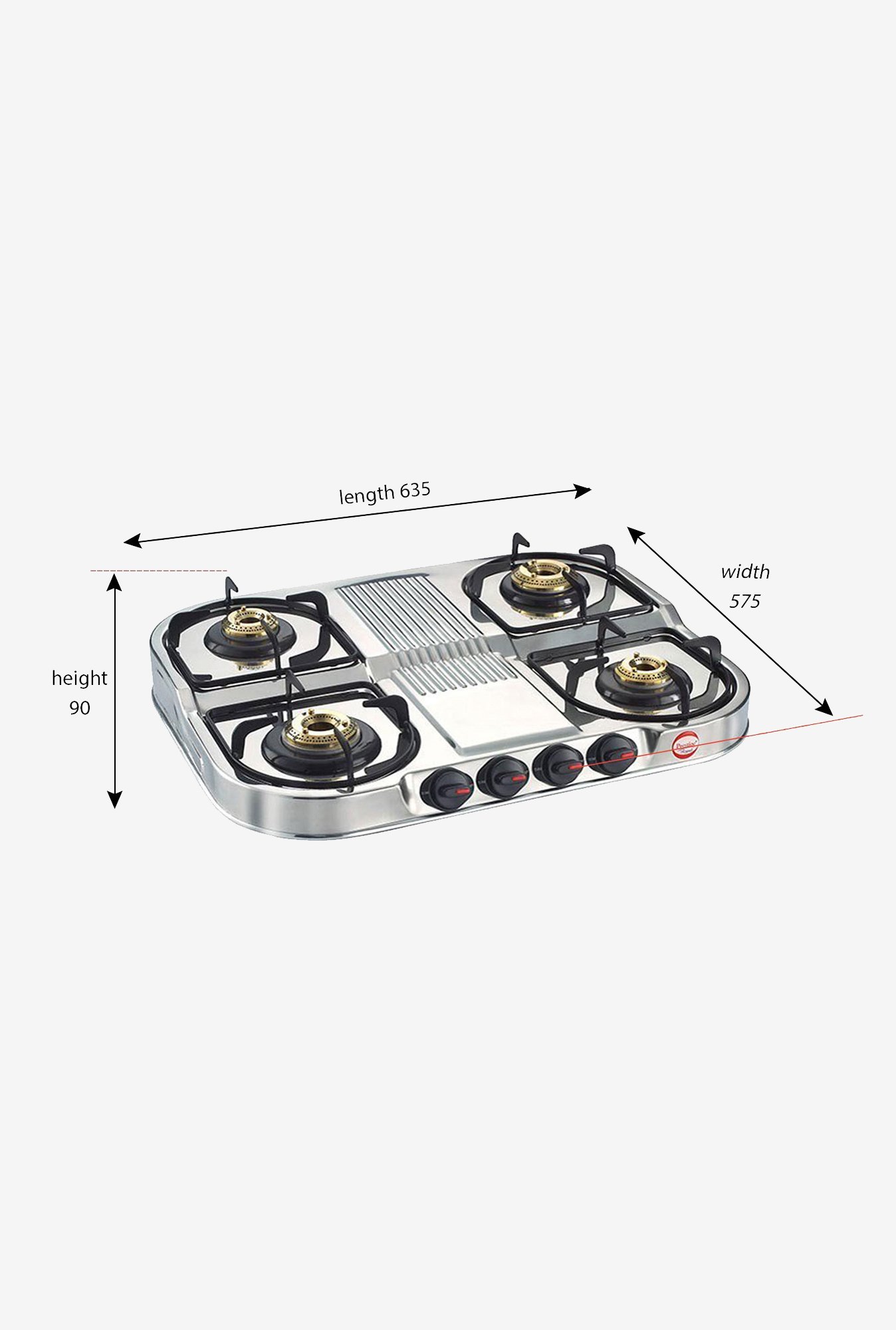 Prestige DGS 04 Duplex 40257 4 Burners Gas Stove (Silver)