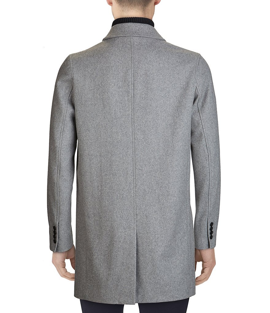 Cole Haan Melton Stand-Collar Button Front Wool-Blend Coat