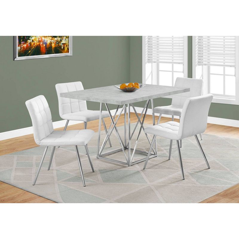 36" X 48" Dining Table Chrome Metal Cement Gray - EveryRoom