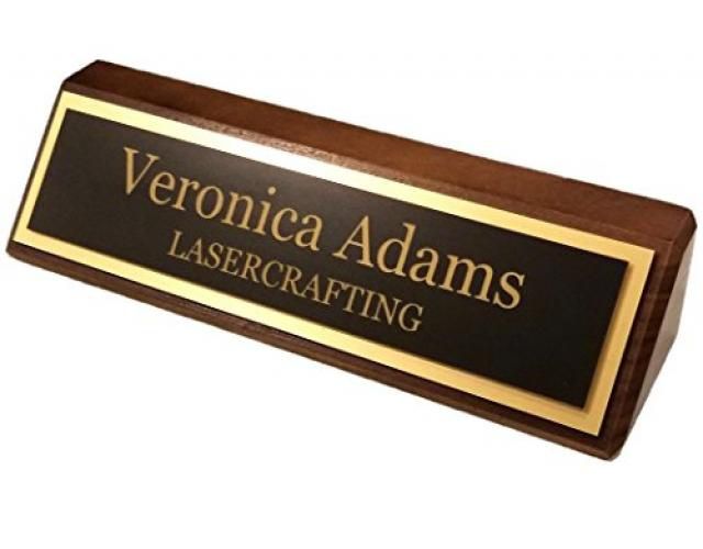 Executive Name Plate Black Walnut Wedge 2" x 8" - Customize