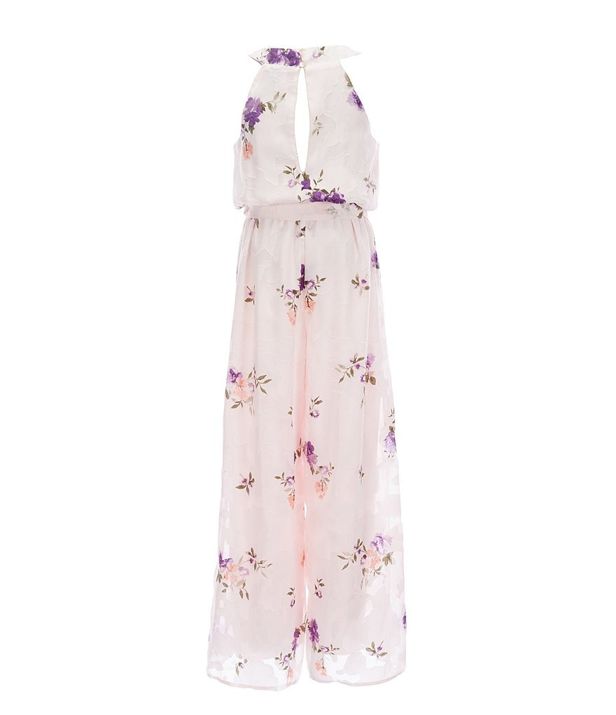 Zunie Big Girls 7-16 Sleeveless Burnout Floral Chiffon Jumpsuit