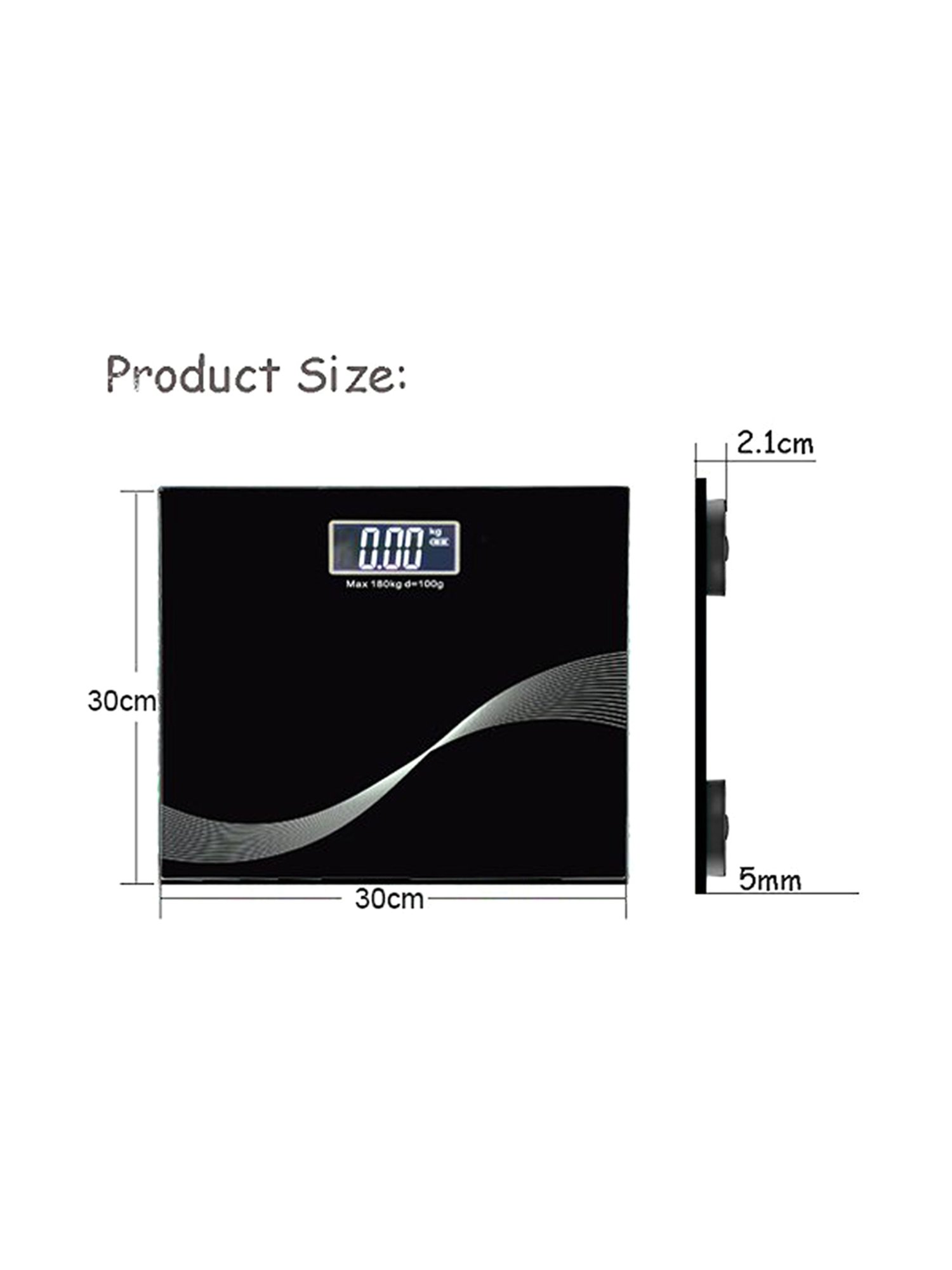 MCP Personal Digital Weighing Scale with Battery and Temperature Indicator (Black)