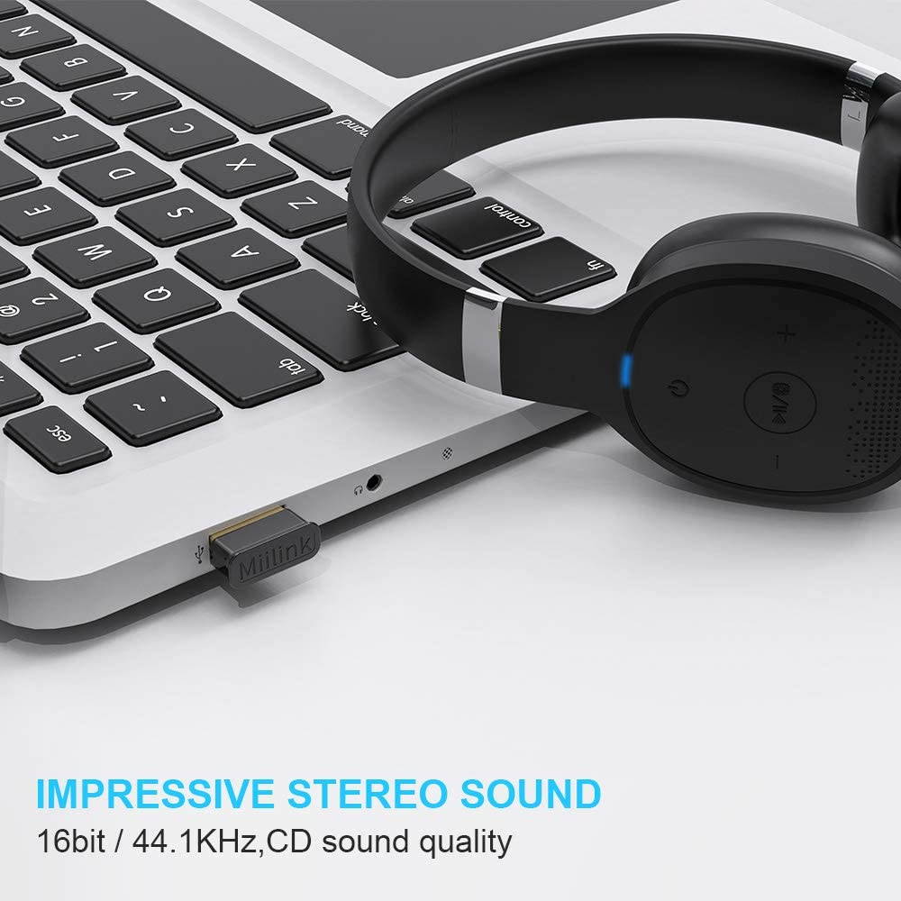 USB Bluetooth Adapter, Bluetooth 5.0 + EDR Bluetooth USB Dongle, Mini Bluetooth Adapter for PC, Bluetooth Keyboard, Mouse, Headphone, Speaker Compatible with Windows7/8/10 (Gold)