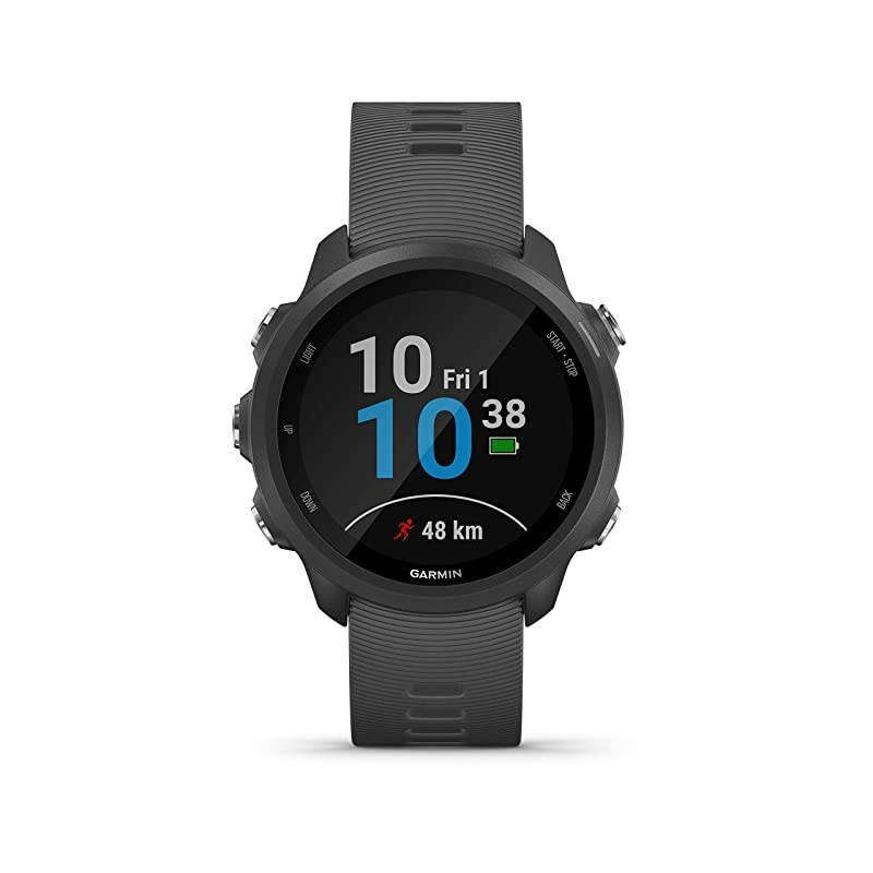 Garmin Forerunner 245 GPS Running Smartwatch with Included  3 Straps Bundle (Slate Grey 010-02120-00, Black/Blue/Lime)