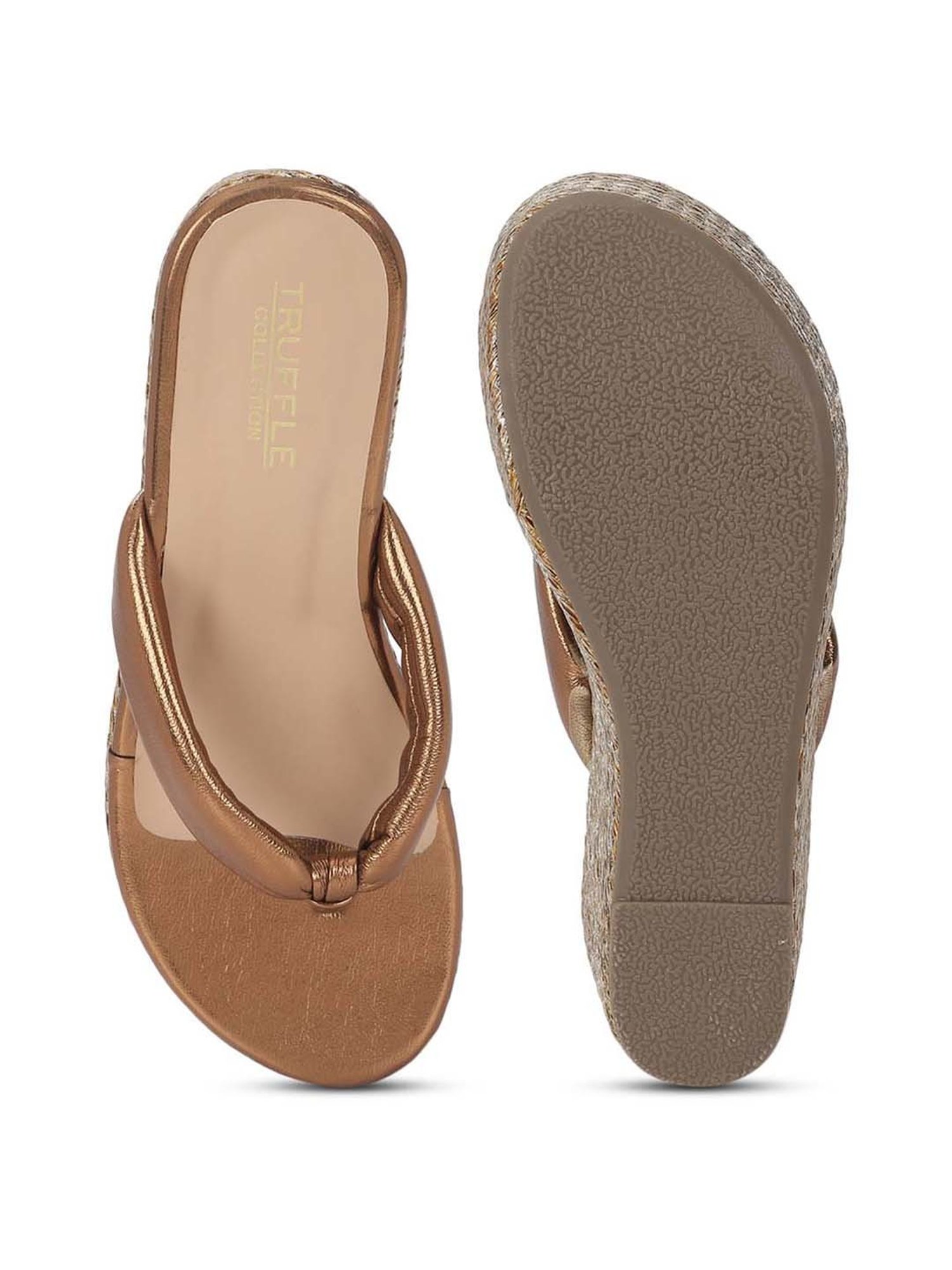 Truffle Collection Women's Copper Thong Wedges