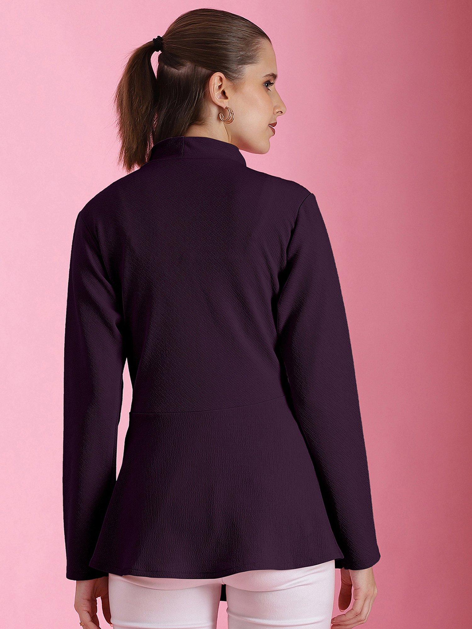 SELVIA Dark Purple Regular Fit Top