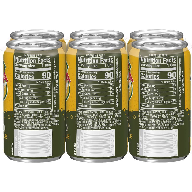 Canada Dry Ginger Ale Bold Soda - 6pk/7.5 fl oz Mini Cans