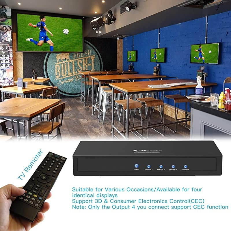 Premium HDMI Splitter 1X4 4 Port V2.0 with HDCP Key 4Kx2K@60Hz with EDID HDCP2.2