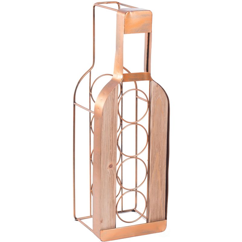 Vintiquewise Vintage Decorative Metal Bottle Shaped Freestanding 4 Wine Bottle Holder