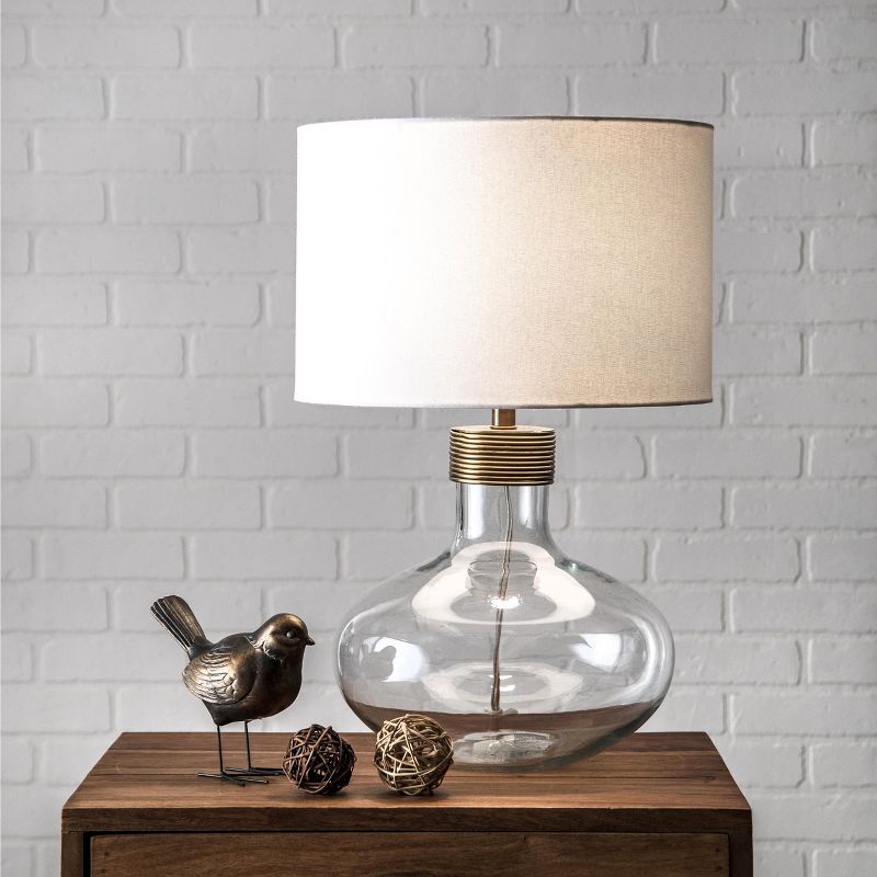 nuLOOM Mason Glass 15" Table Lamp Lighting - Antique Brass 15" H x 11" W x 11" D