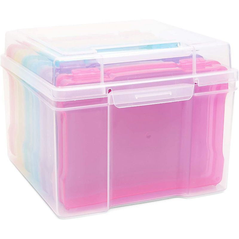 Paper Junkie 7 Pack Plastic Storage Box for 4x6, 5x7 Photo with 6 Inner Cases (8.4 x 8.25 x 6.25 in)
