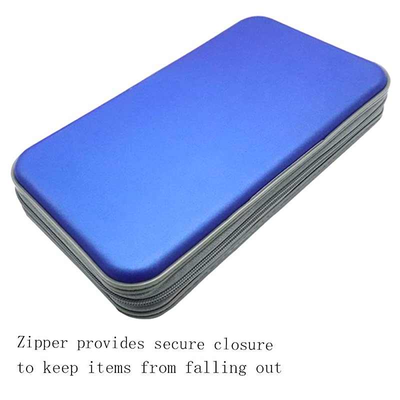 CD Case 80 Capacity DVD Storage DVD Case Holder VCD Wallet Organizer Protective Hard Plastic Portable Case Cover Blue