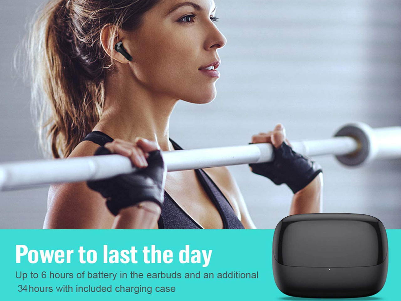 True Wireless Earbuds, S19 Bluetooth Earphones Upgraded with Built-in Microphone, 40H Play time, IPX6 Waterproof, Smart Touch Control for Gym Sport Wireless Headphone Stereo Sounds for mobilephone