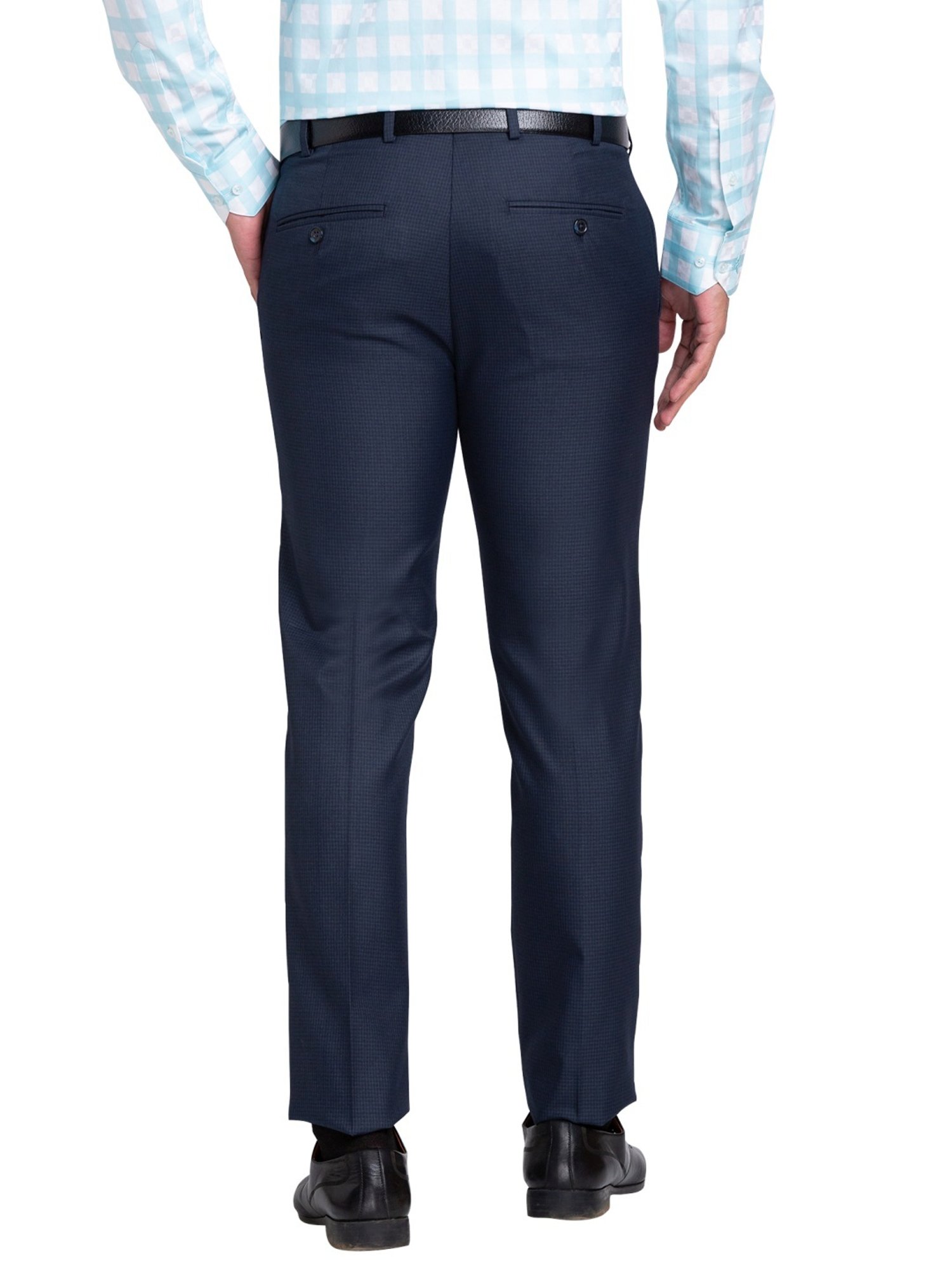 Park Avenue Blue Super Slim Fit Checks Trousers