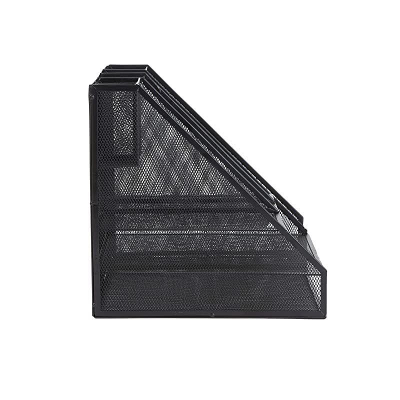 MESHORGBLK Mesh Organizer 8 Compartments Desktop Document Letter Tray for Folders Mail Stationary Desk Accessories Black 8 Comp