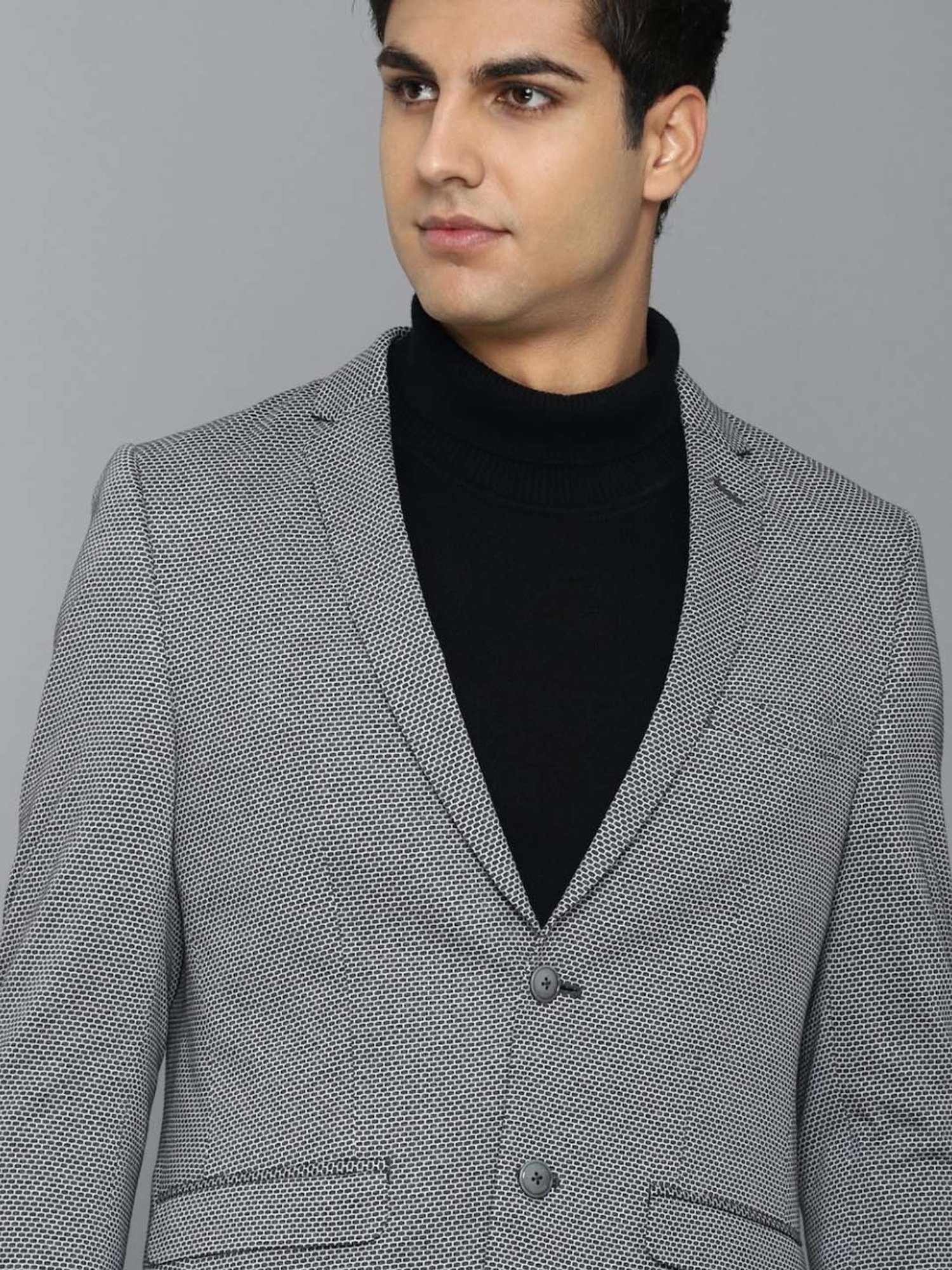 Louis Philippe Light Blue Regular Fit Blazer