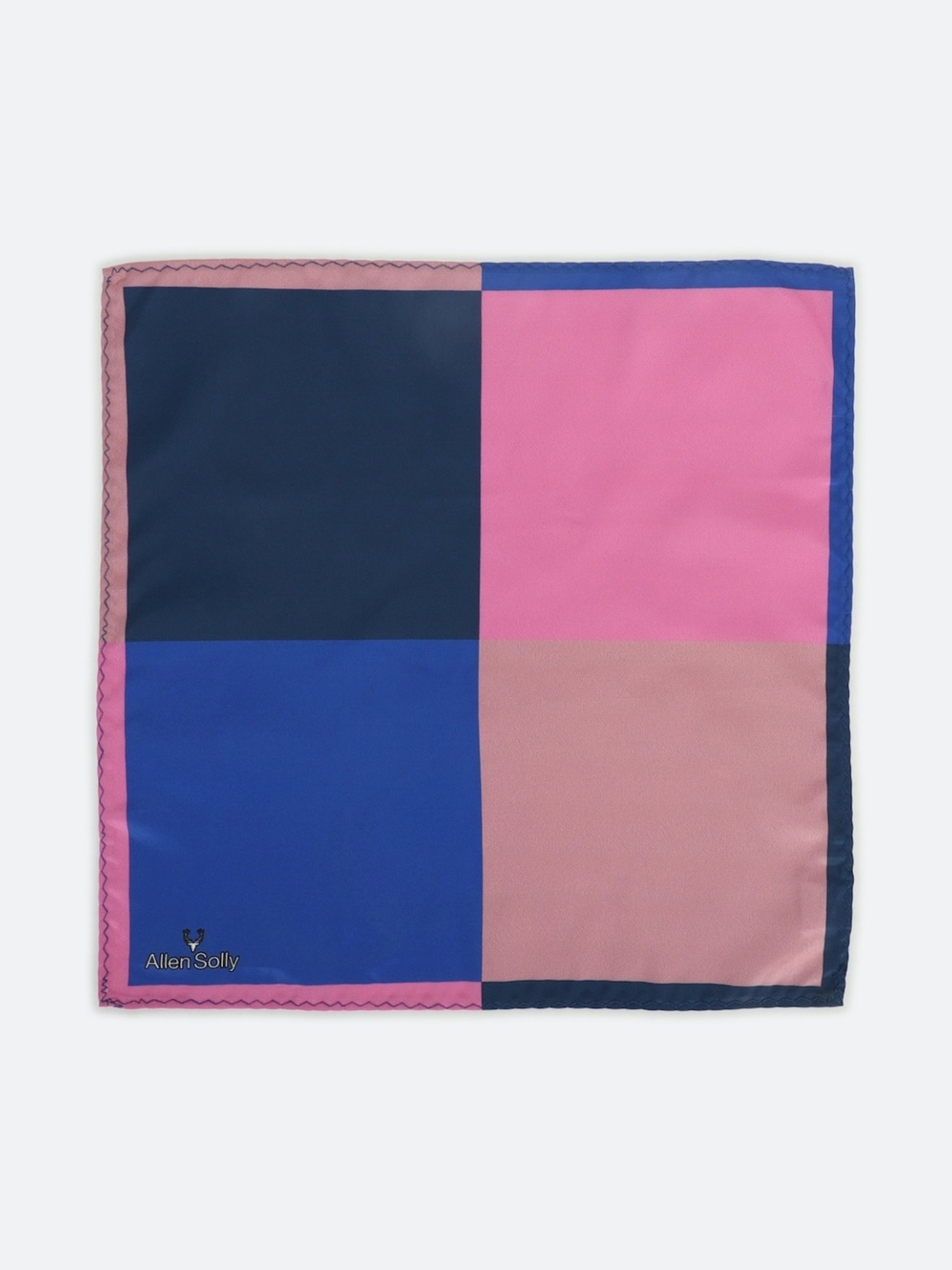 Allen Solly Pink & Blue Color Block Pocket Square