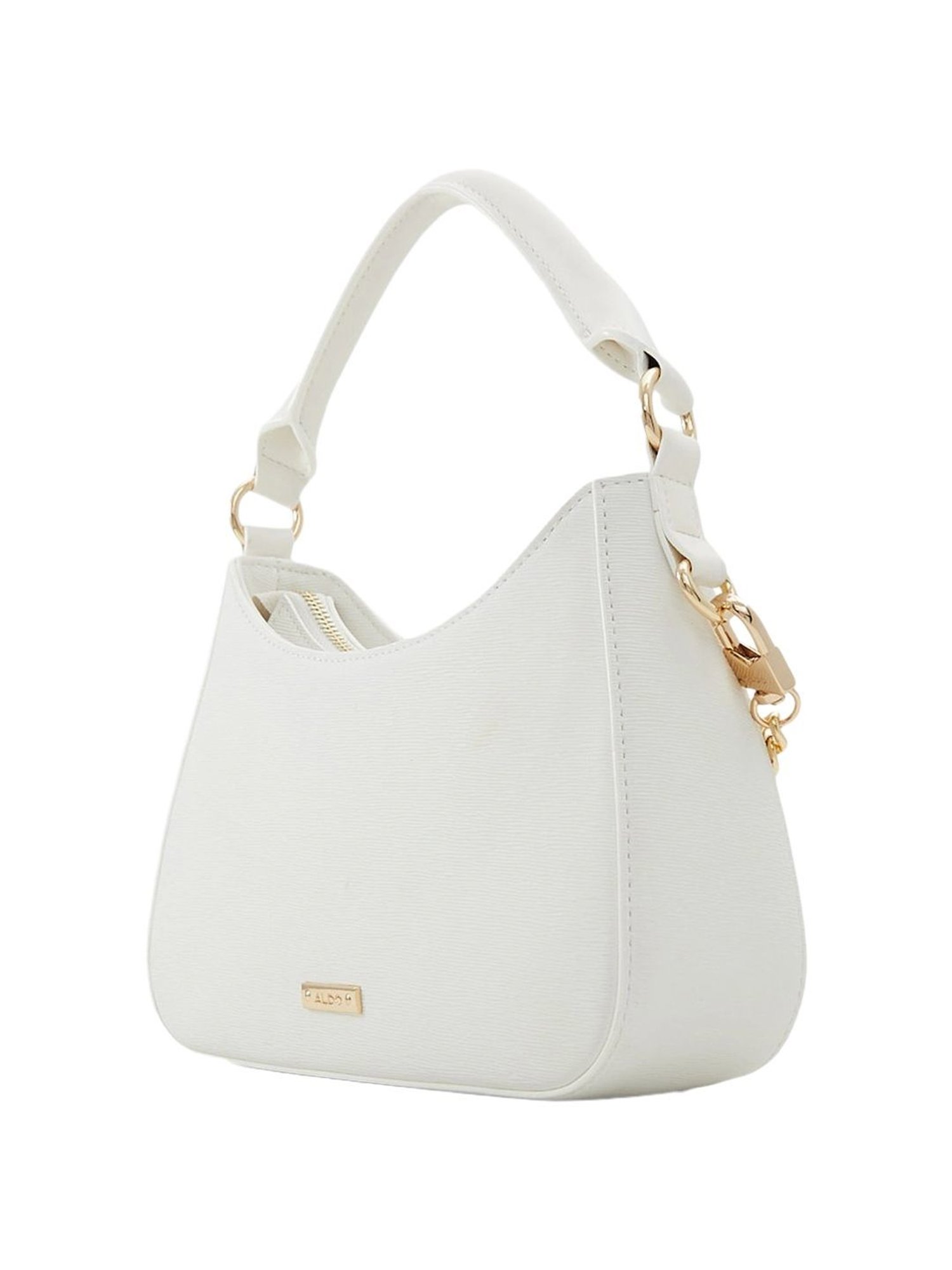 Aldo White Solid Small Handbag