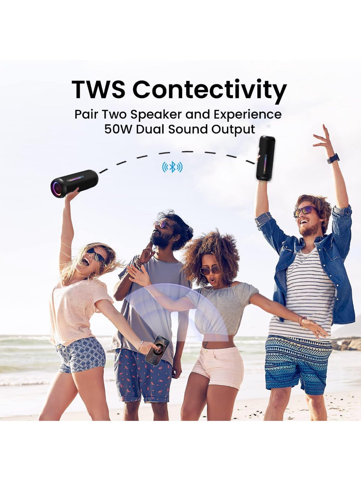Portronics Breeze 5, 25W Portable Wireless Bluetooth Speaker with in Built 6H playtime (Black)