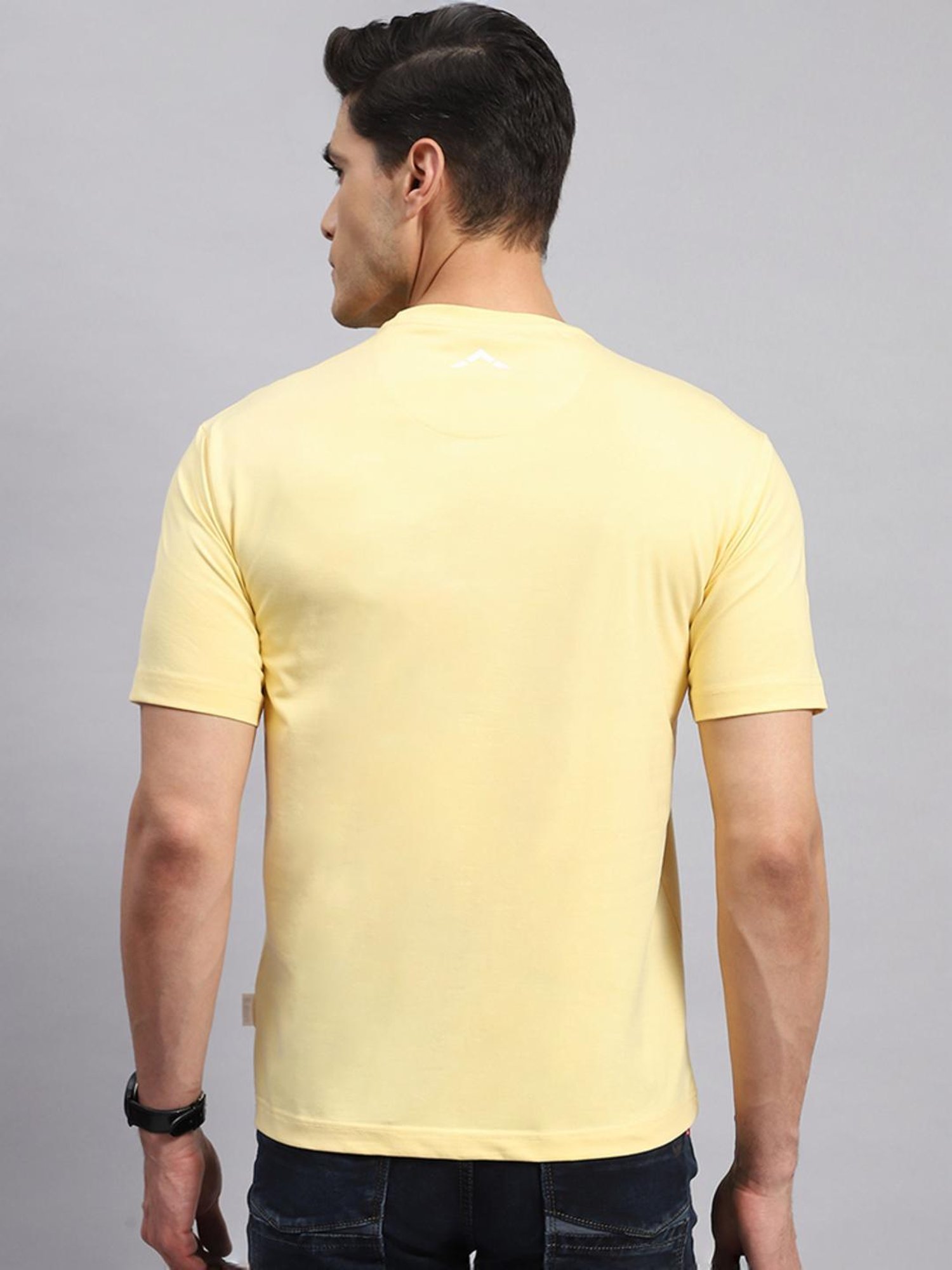 Rock.it Yellow Cotton Regular Fit Printed T-Shirt