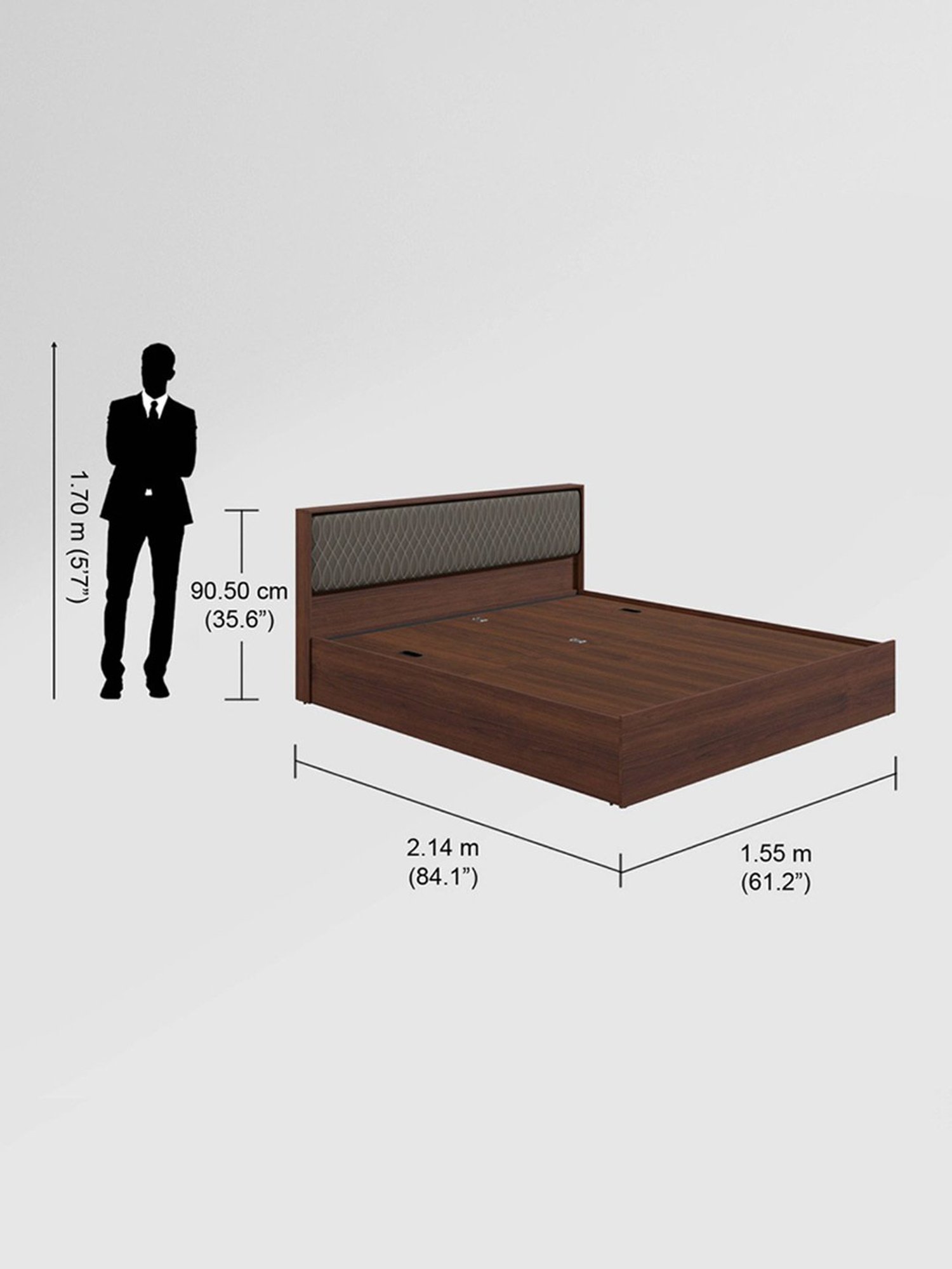 Godrej Interio Eden V2 Walnut Engineered Wood Queen Bed