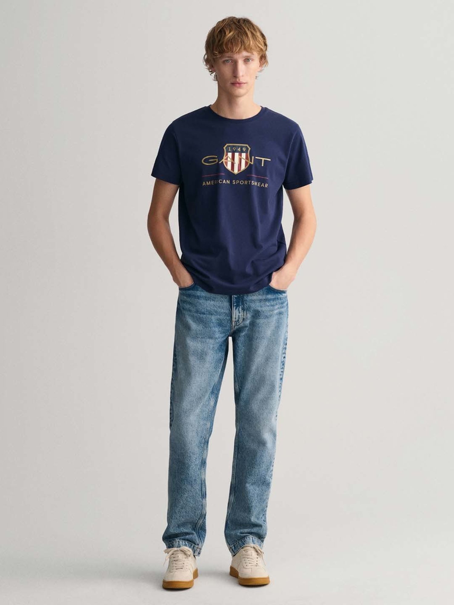 GANT Navy Regular Fit Cotton Crew T-shirt