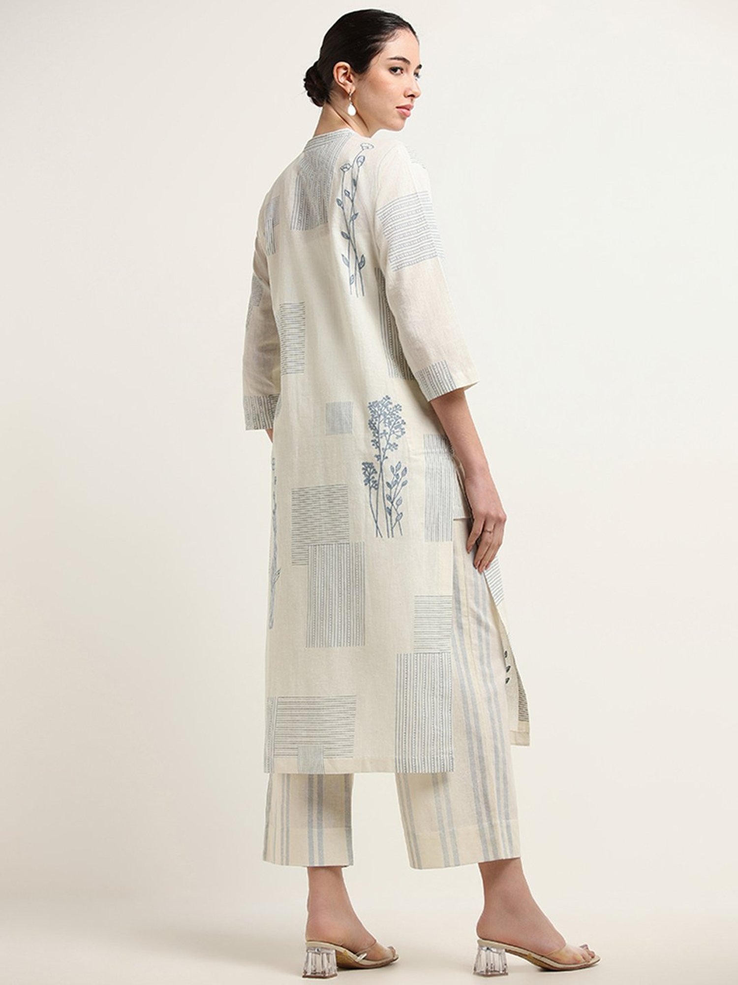 Zuba by Westside Off-White Embroidered Button-Down Kurta