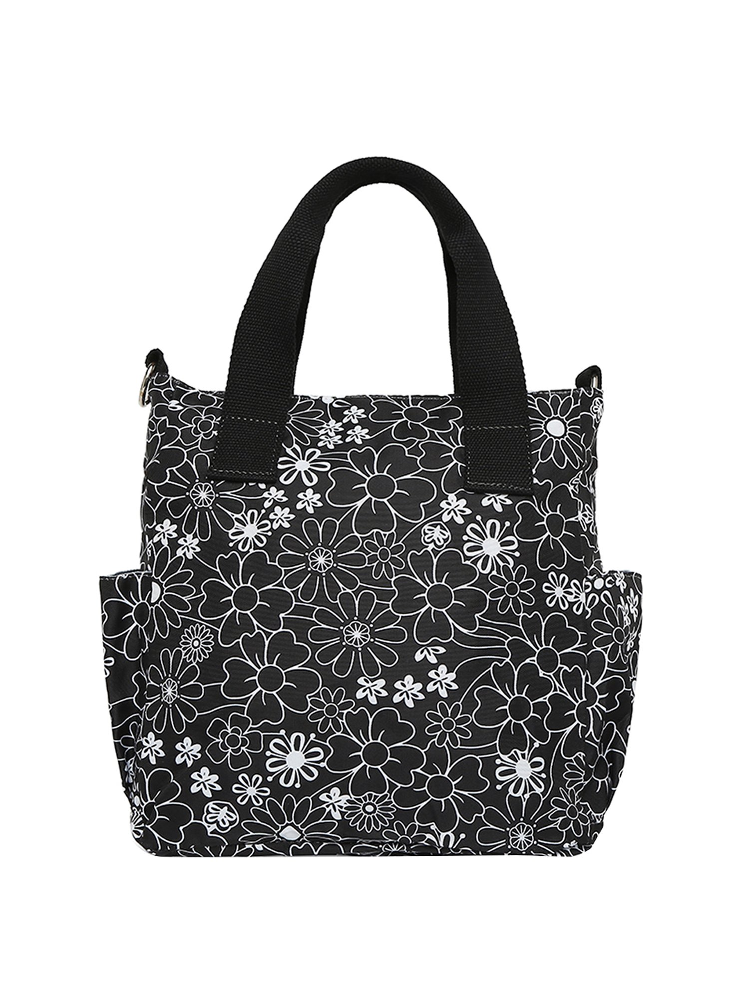 Baomi Black & White Printed Medium Handbag