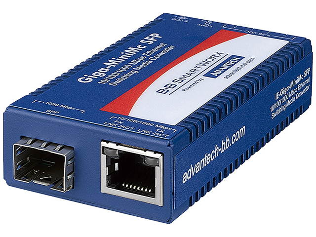 Advantech IMC-370-SFP-PS-A Mini Media Converter, 1000Mbps, LFPT, SFP, AC adapter