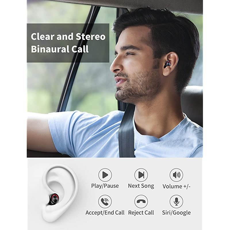 Wireless Earbuds  Bluetooth 50 in Ear Headphones with Wireless Charging Case Digital Intelligence LED Display IPX7 Waterproof Earphones Builtin Mic Headset with Deep Bass for Sports