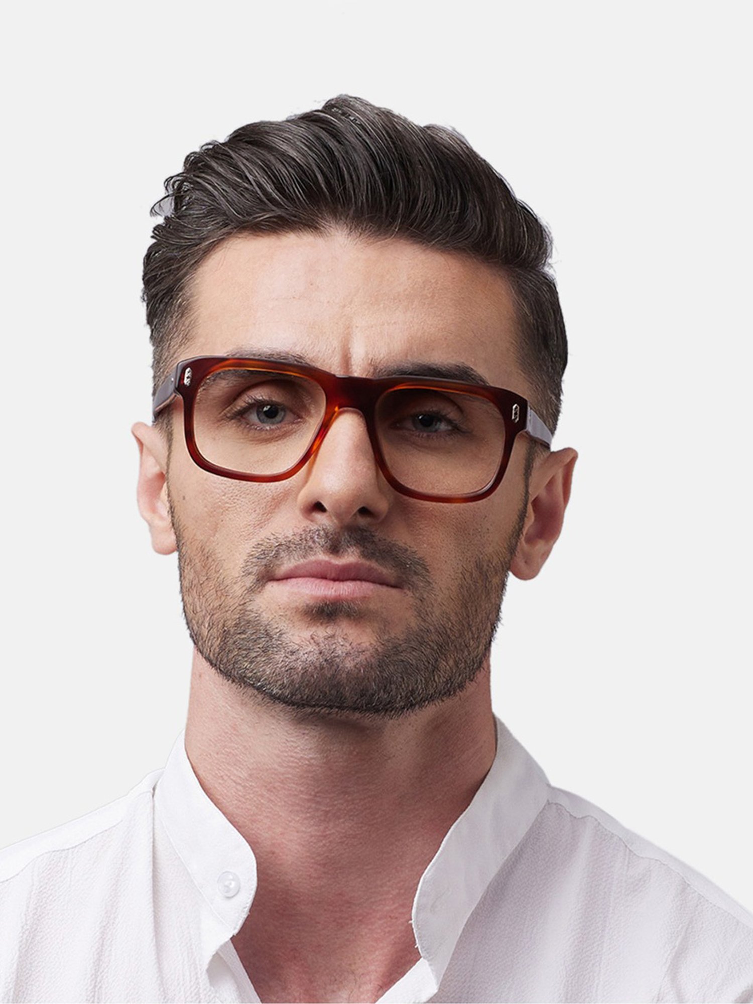 Shisen Fox Yorokobi Havana Square Unisex Blue Filter Computer Lenses -54 mm