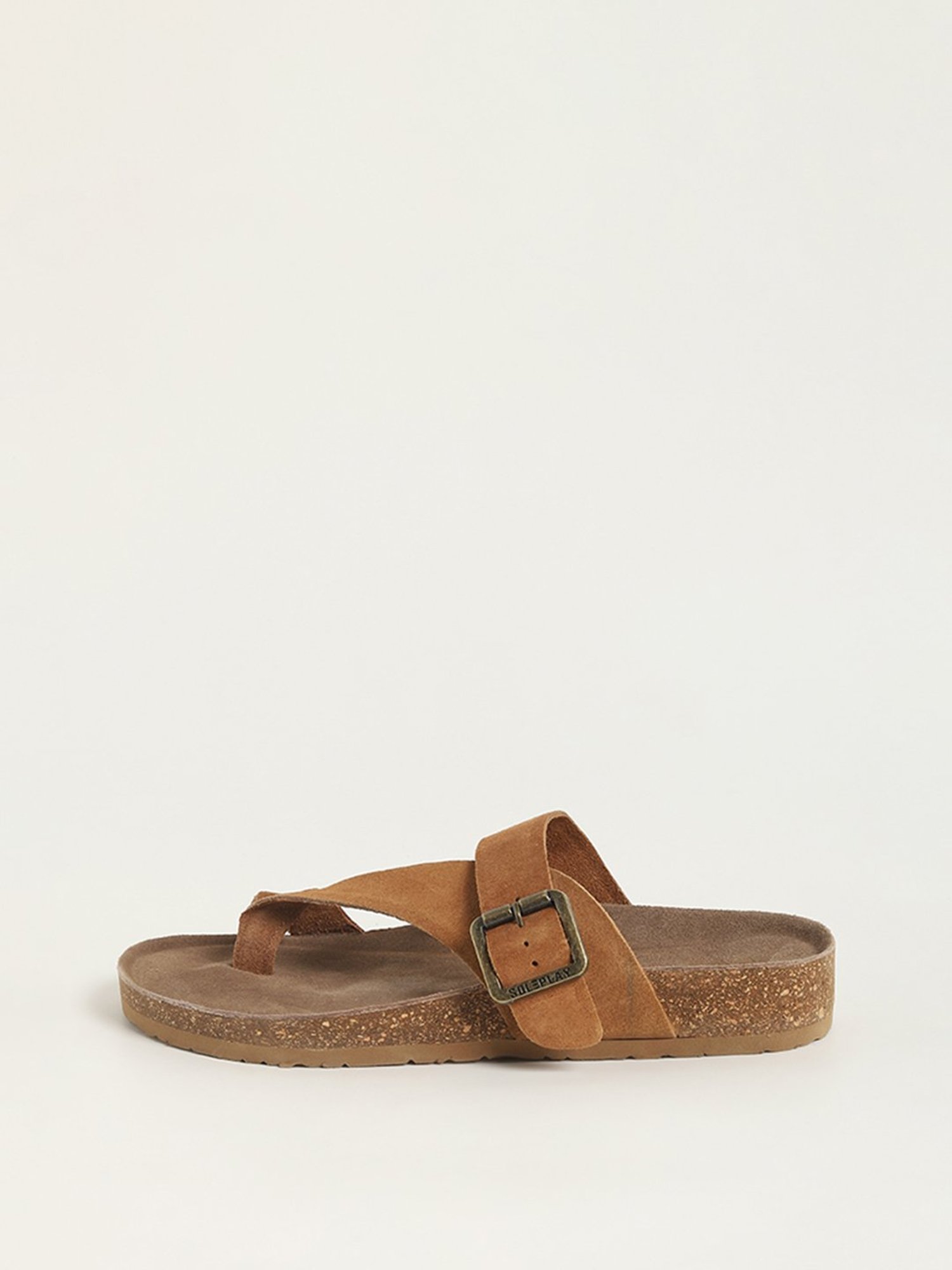 SOLEPLAY by Westside Brown Toe-Ring Comfort Leather Sandals
