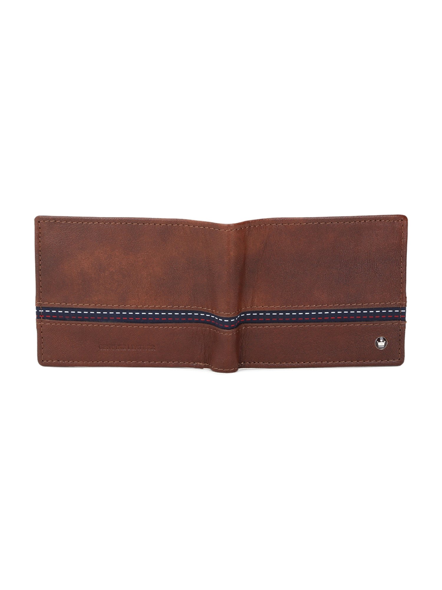 Louis Philippe Brown Printed Leather Bi-Fold Wallet for Men