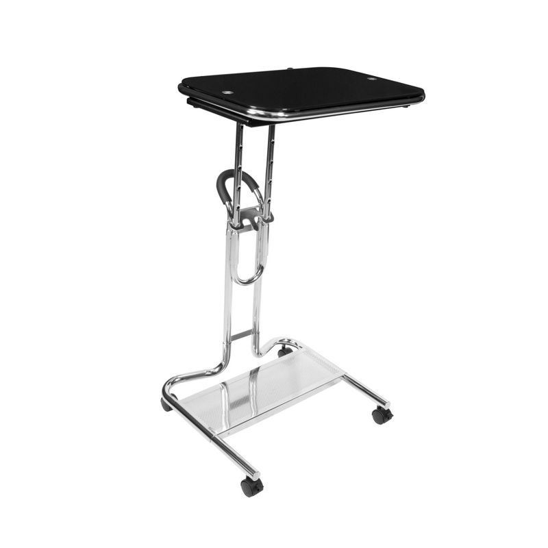 Laptop Cart with Extending Side Shelf - Chrome / Black