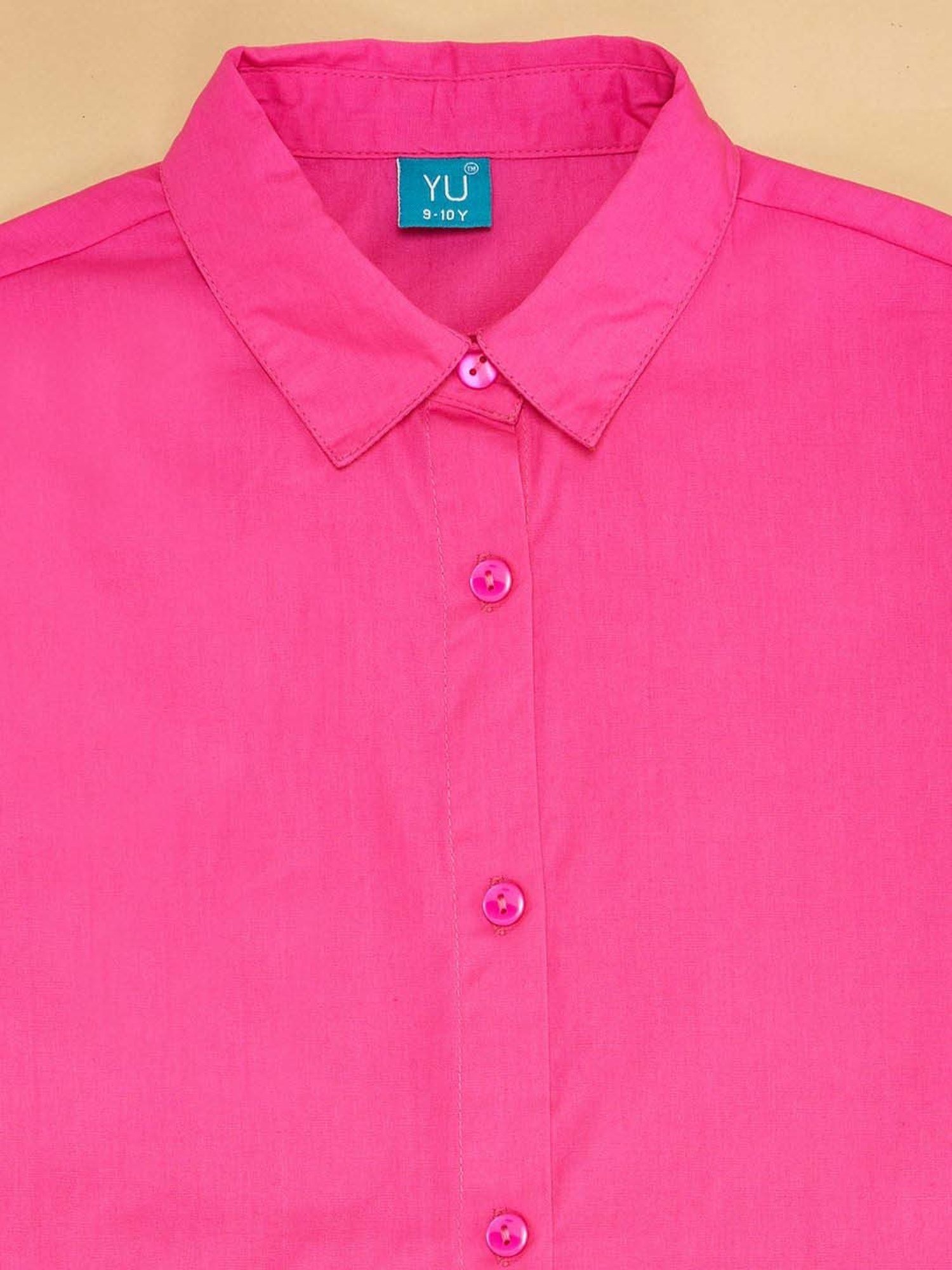 YU by Pantaloons Kids Pink Cotton Loose Fit Full Sleeves Dress