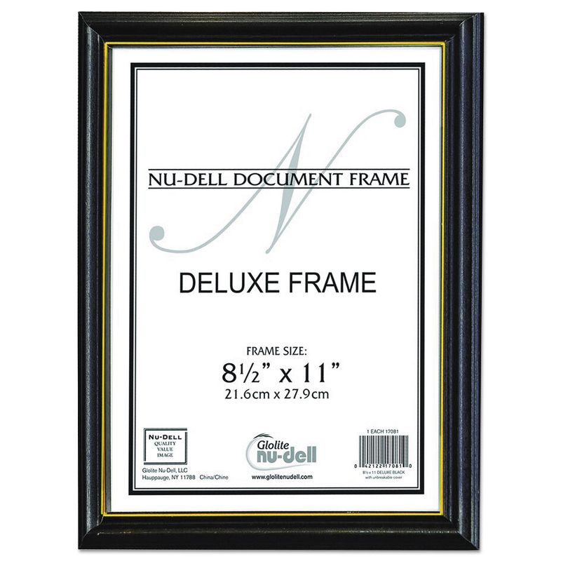 Nudell Deluxe Wood Document Frame Plastic Face 8-1/2 x 11 Black 17081