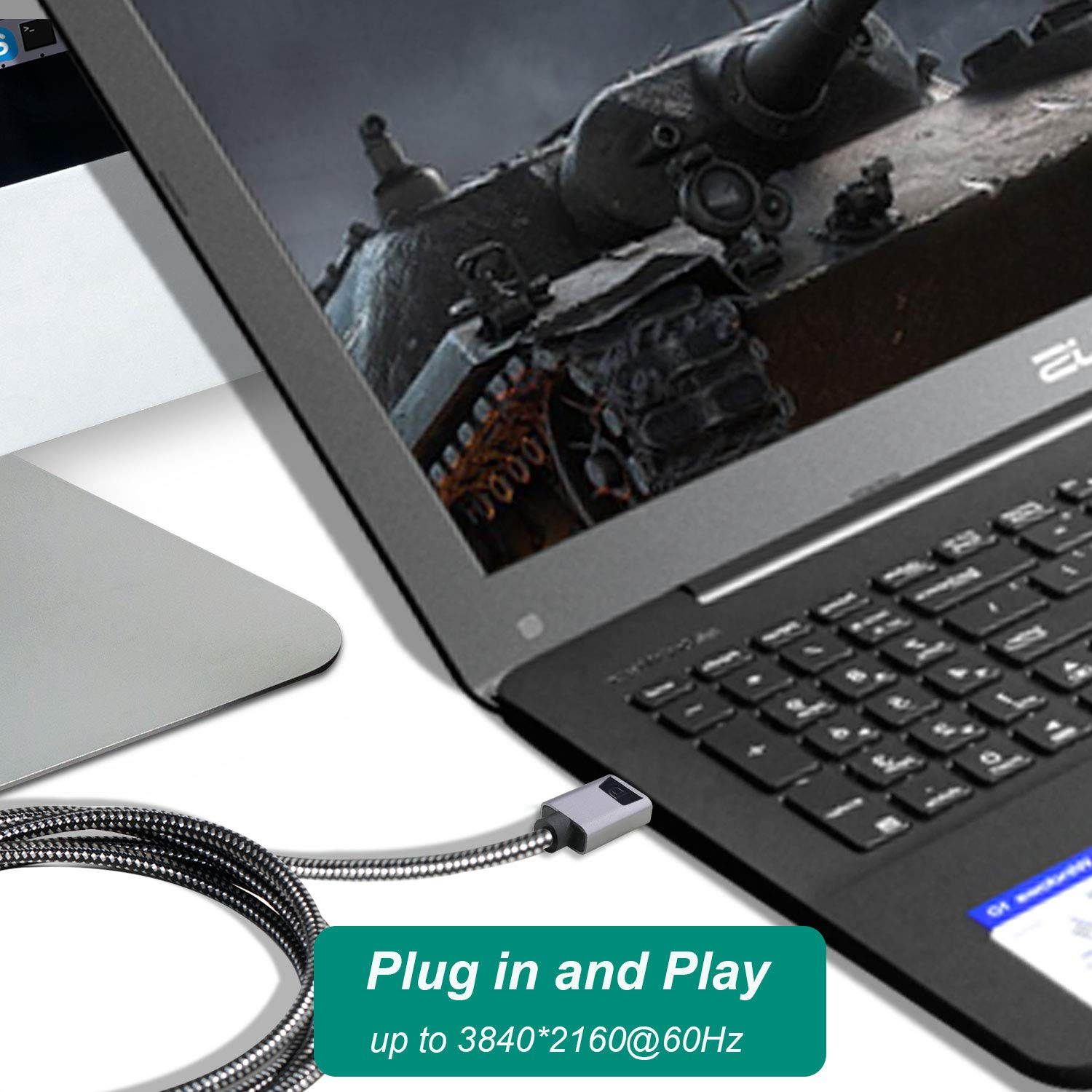 DisplayPort to DisplayPort Cable, Benfei 6 Feet DP to DP Cable with Gold-Plated Cord, Nylon Braided, Supports 4K@60Hz, 2K@144Hz Compatible for Lenovo, Dell, HP, ASUS and More