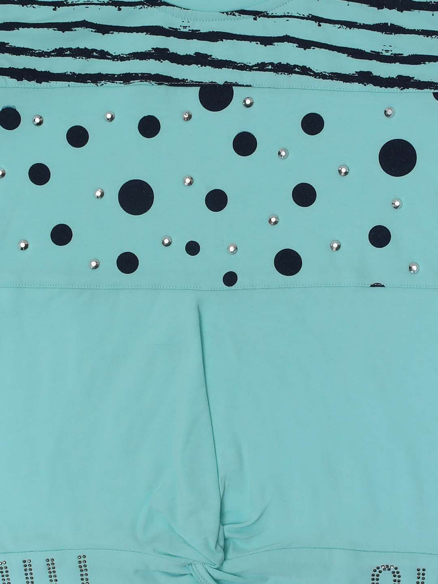 ZIAMA Kids Teal Blue & Black Printed Top