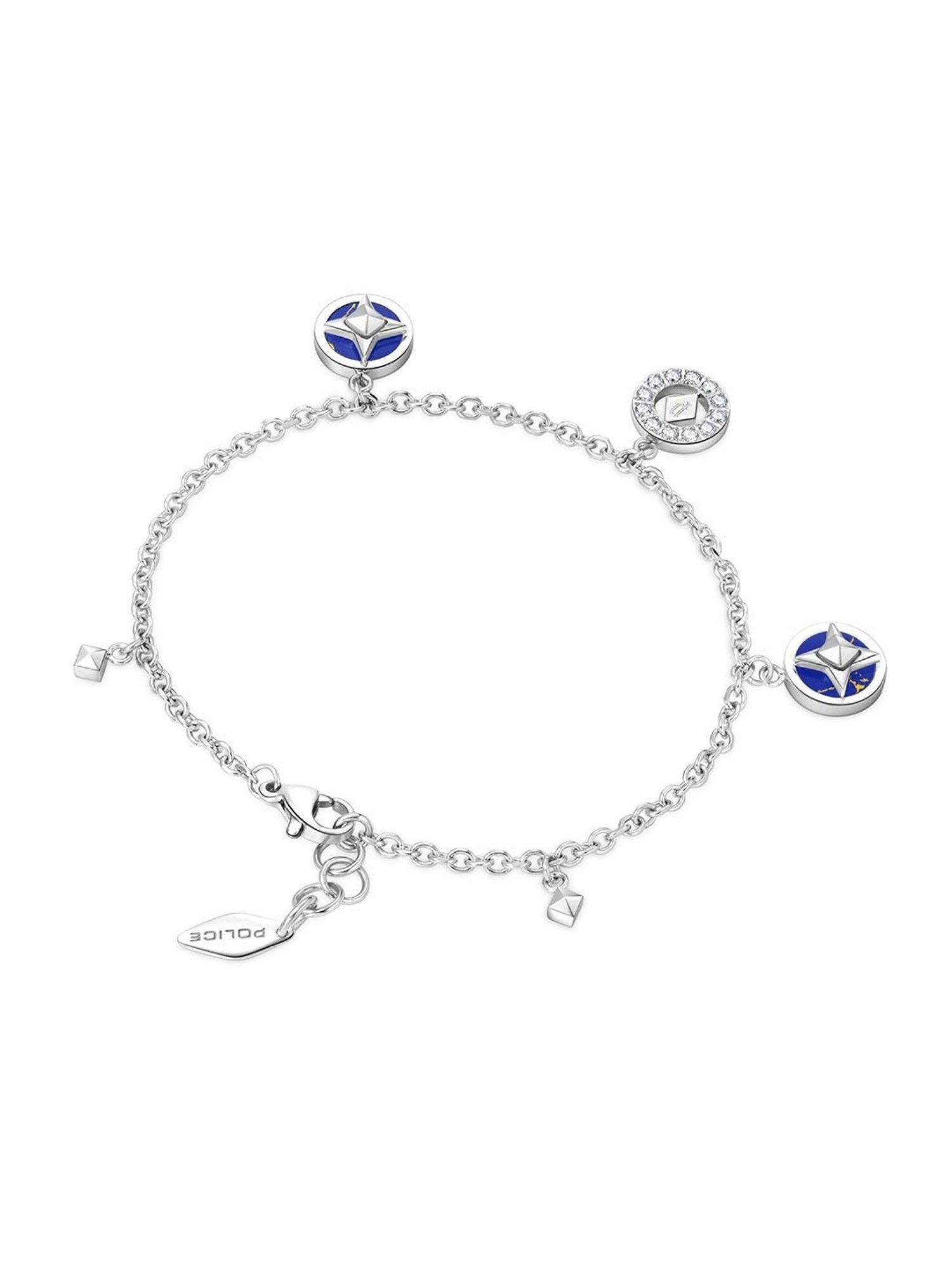 Police Lucky Star Silver & Blue Flexible Fit Bracelet for Women
