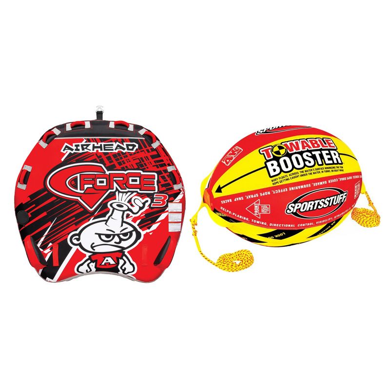 AIRHEAD 3 Triple Rider Lake Tube and Boat Tubing Booster Ball Towing System