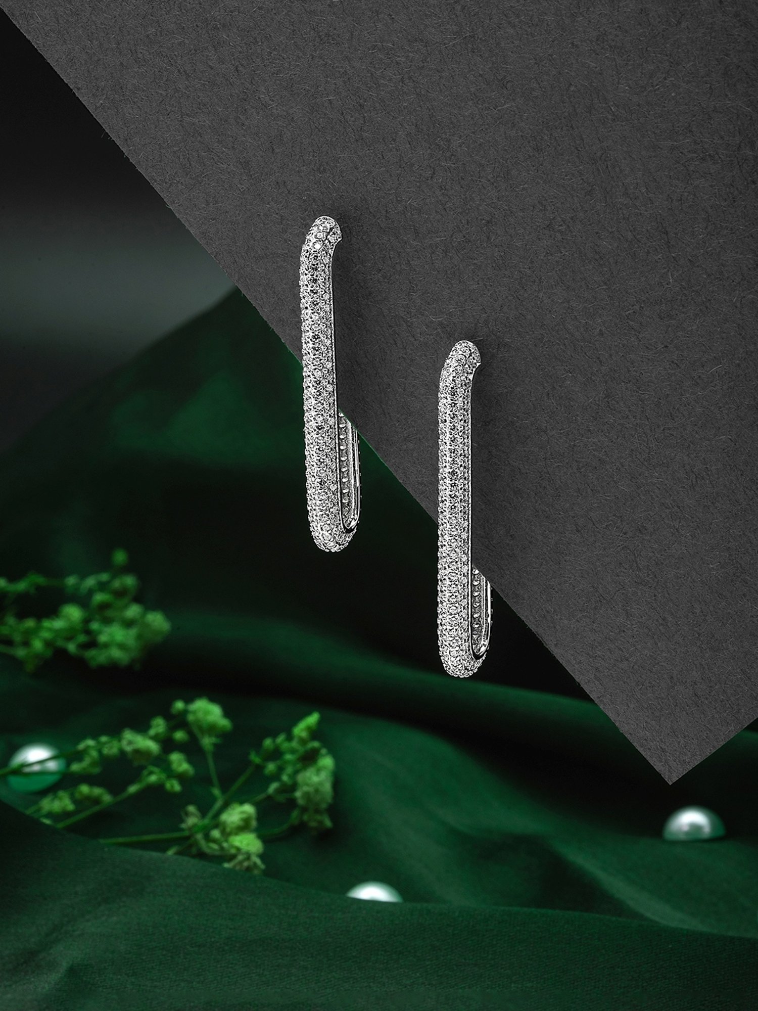 Silberry 92.5 Sterling Silver Modern Curve Drop Earrings for Women