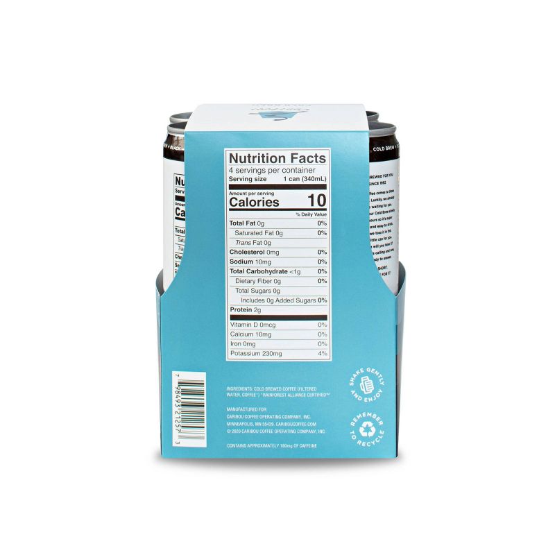 Caribou Coffee Cold Brew Black - 4pk/11.5 fl oz Cans