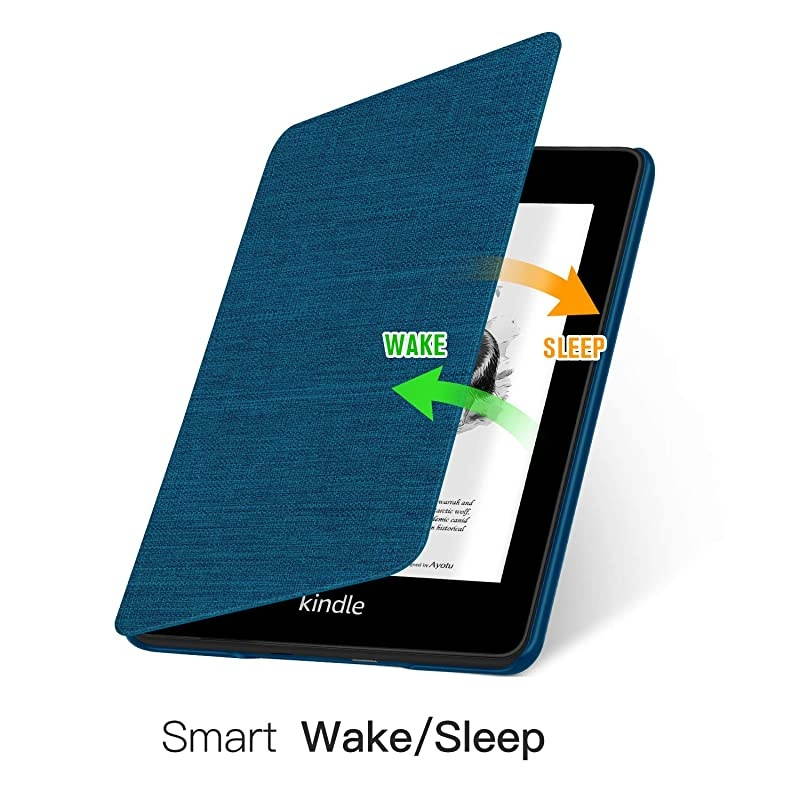 Fabric Case for Waterproof Kindle Paperwhite 10th Gen 2018 - Thinnest&Lightest Smart Cover with Auto Wake/Sleep - Support Back Cover adsorption(not fit New Kindle 10th 2019),K10 A-Blue