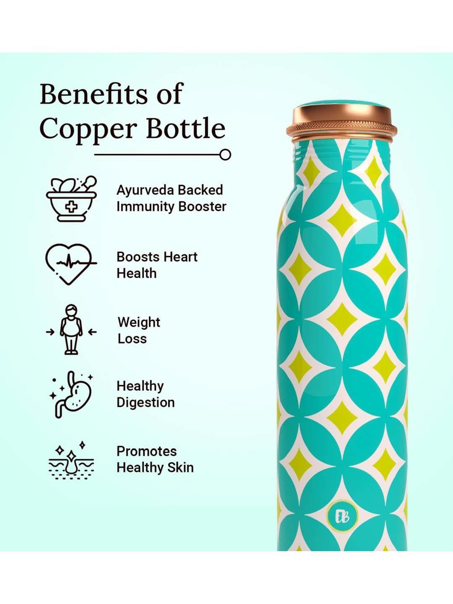 Everything Beautiful Aqua Blue Copper Water Bottle & Glass Set