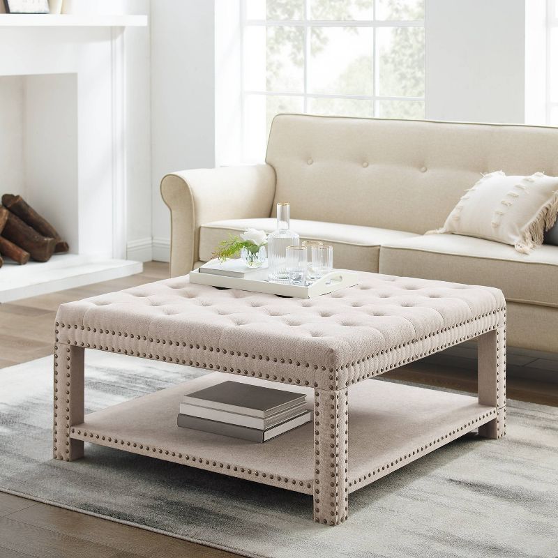 Ikiriya Nashville Solid Beige Wood Coffee Table Teak Finish